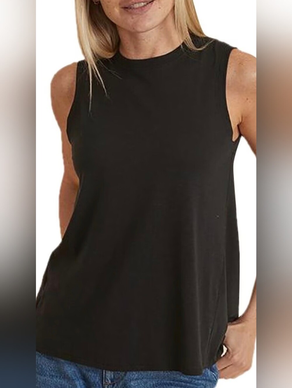 Marine Layer striped tulip black Sleeveless Knit modal blend Top size Small